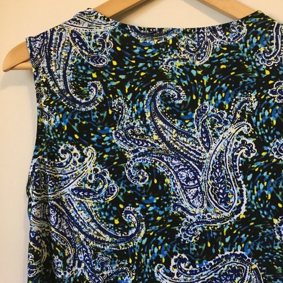 Paisley Impressionist Cowl Draped Neck Tank Top - Picture 6 of 14